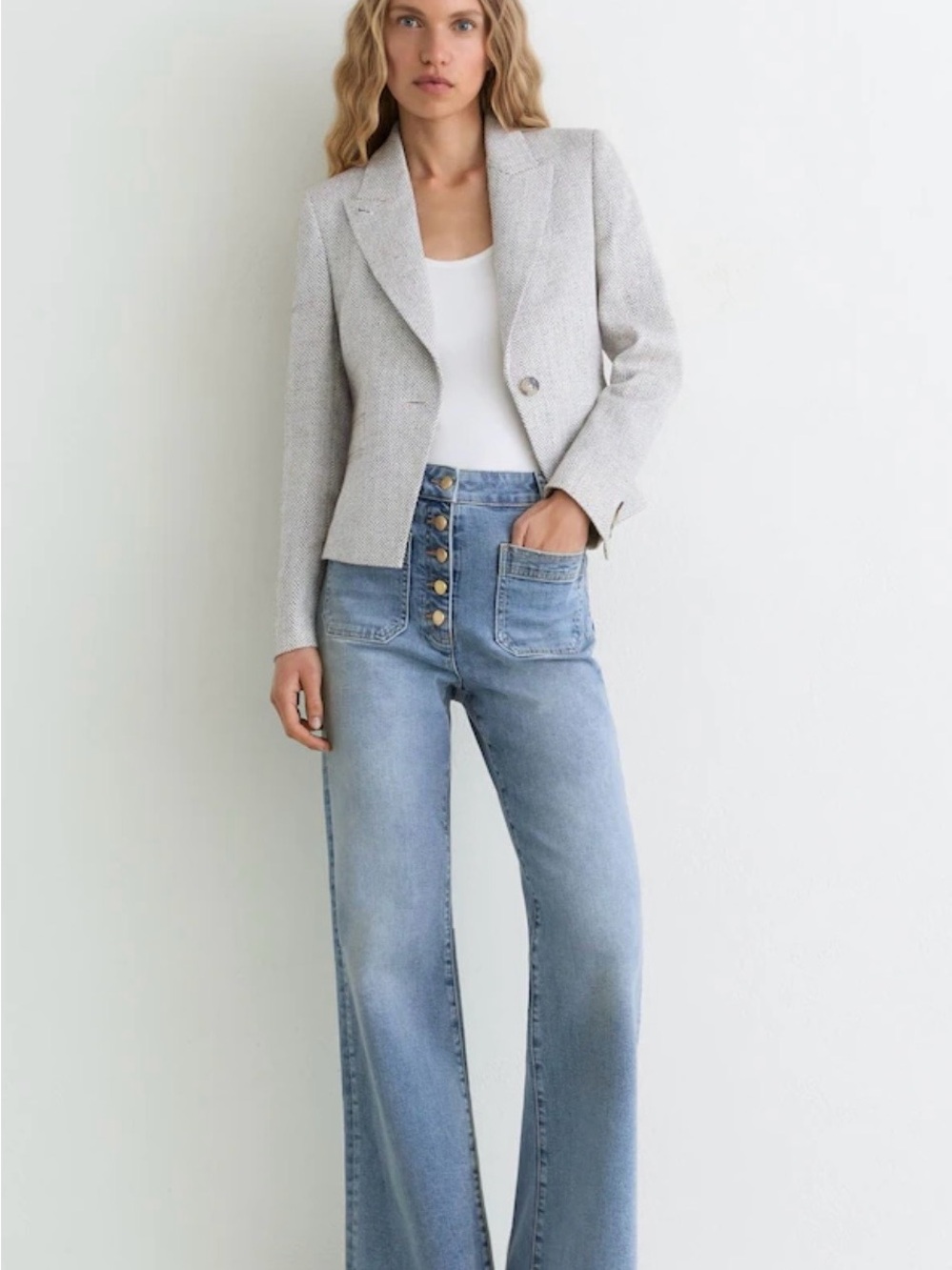 Reiss Cali twin pocket button fly flare jeans; NWT; size 27
